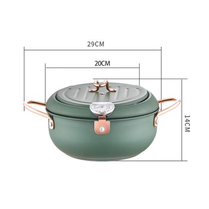 Deep Fryer Pot with Thermometer Oil Frying Pan for Veggies Squid Rings green 20cm