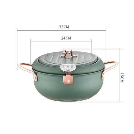 Deep Fryer Pot with Thermometer Oil Frying Pan for Veggies Squid Rings green 24cm