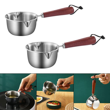 Small Milk Pan Portable with Long Handle Butter Warmer for Hotel Household 300ml