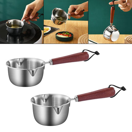 Small Milk Pan Portable with Long Handle Butter Warmer for Hotel Household 300ml