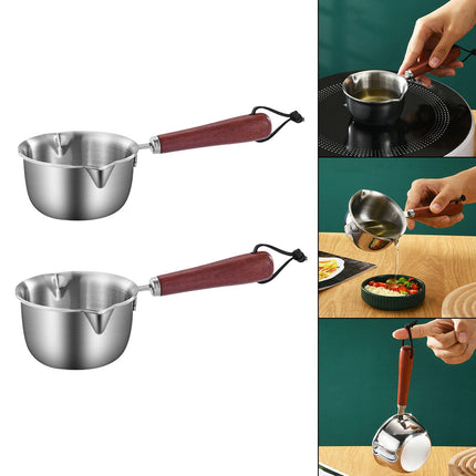 Small Milk Pan Portable with Long Handle Butter Warmer for Hotel Household 300ml