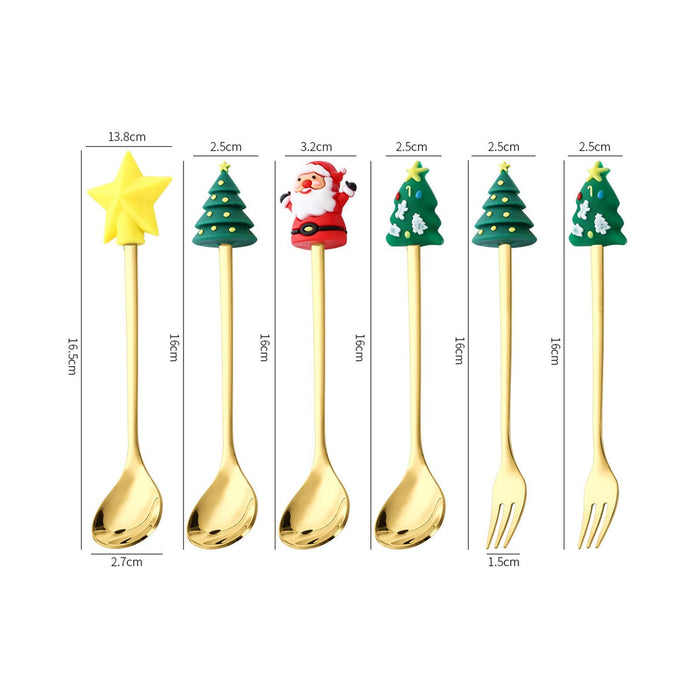 4 Pieces Christmas Cutlery Utensils Spoons Forks for Wedding Kitchen Holiday Spoon red box