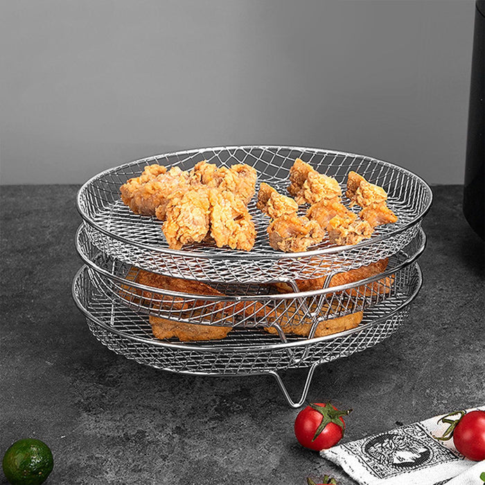 3Pcs Air Fryer Rack Stand Fruits Home Kitchen Supply Chips Grill Rack round 20cm