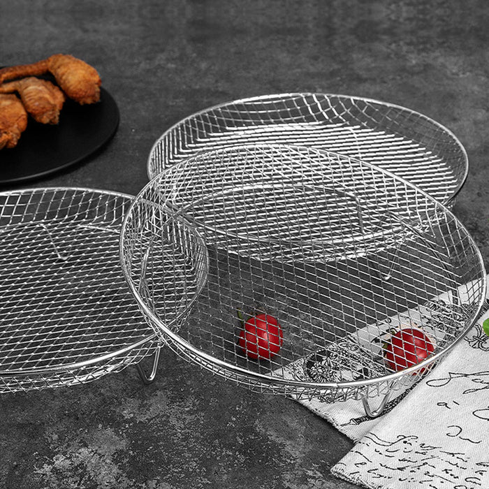 3Pcs Air Fryer Rack Stand Fruits Home Kitchen Supply Chips Grill Rack round 20cm