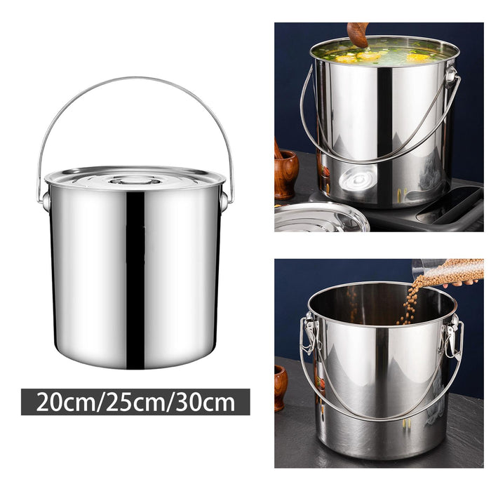 201 Stainless Steel Stockpot Oil Bucket Tall Cooking Pot for Household Hotel 6L