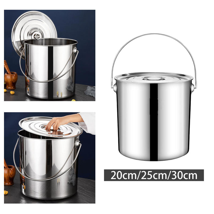 201 Stainless Steel Stockpot Oil Bucket Tall Cooking Pot for Household Hotel 6L