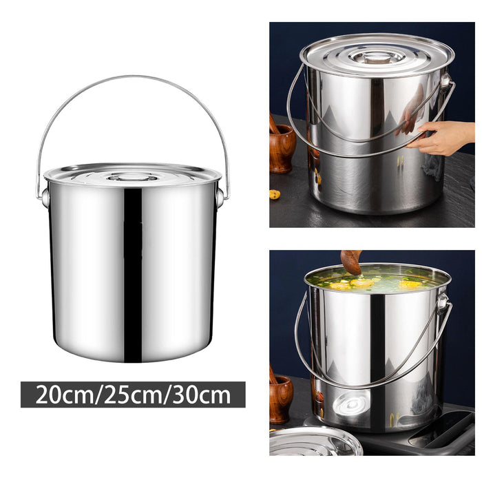 201 Stainless Steel Stockpot Oil Bucket Tall Cooking Pot for Household Hotel 6L