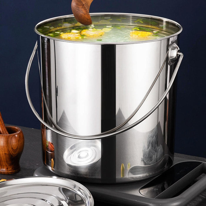 201 Stainless Steel Stockpot Oil Bucket Tall Cooking Pot for Household Hotel 6L