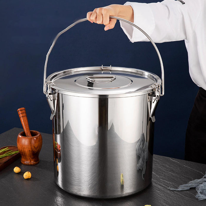 201 Stainless Steel Stockpot Oil Bucket Tall Cooking Pot for Household Hotel 6L