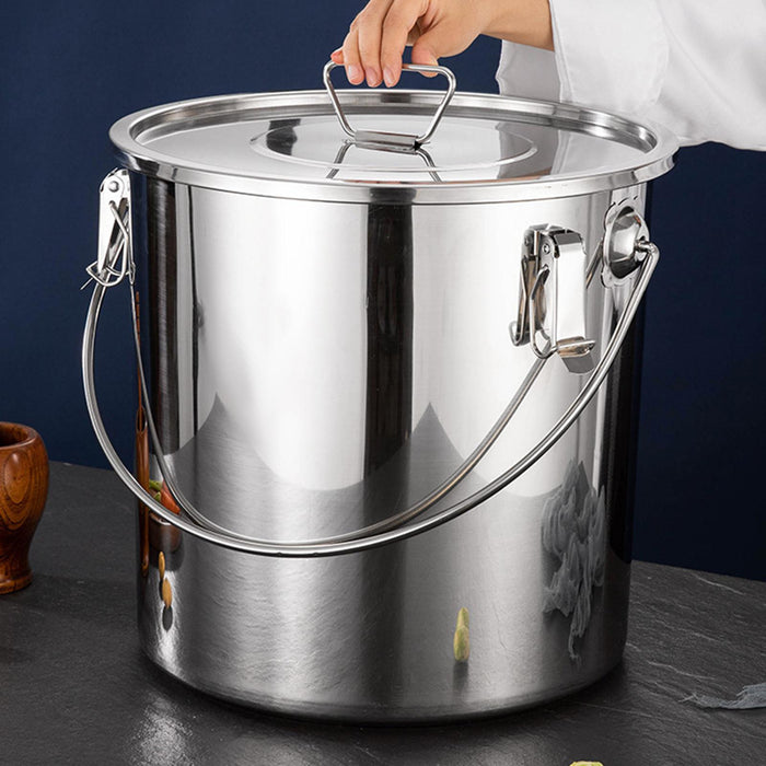 201 Stainless Steel Stockpot Oil Bucket Tall Cooking Pot for Household Hotel 6L