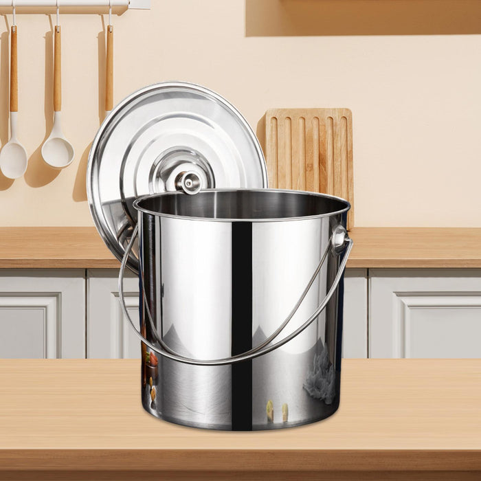 201 Stainless Steel Stockpot Oil Bucket Tall Cooking Pot for Household Hotel 6L