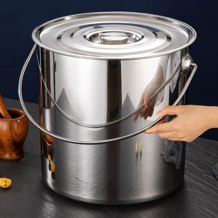 201 Stainless Steel Stockpot Oil Bucket Tall Cooking Pot for Household Hotel 6L