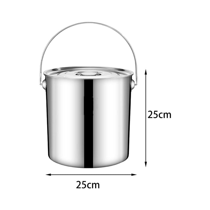 201 Stainless Steel Stockpot Oil Bucket Tall Cooking Pot for Household Hotel 11.5L