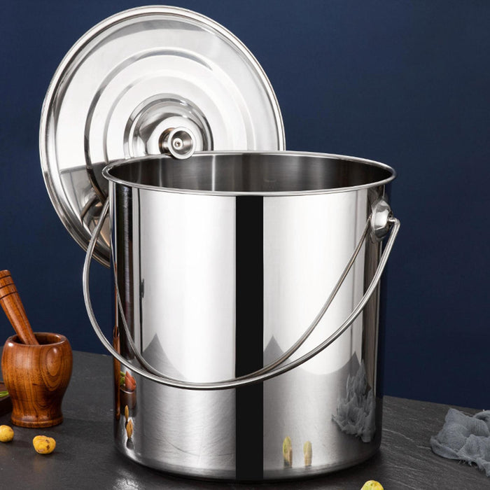 201 Stainless Steel Stockpot Oil Bucket Tall Cooking Pot for Household Hotel 11.5L