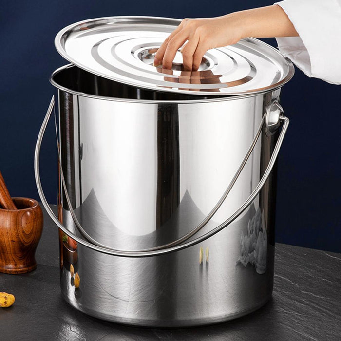 201 Stainless Steel Stockpot Oil Bucket Tall Cooking Pot for Household Hotel 20L