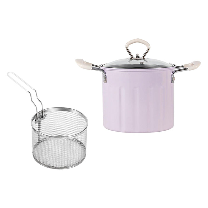 3L Deep Frying Pot with Strainer Kitchen Frying Pan for Frying Party Kitchen Violet