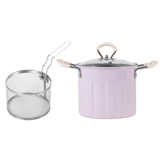 3L Deep Frying Pot with Strainer Kitchen Frying Pan for Frying Party Kitchen Violet