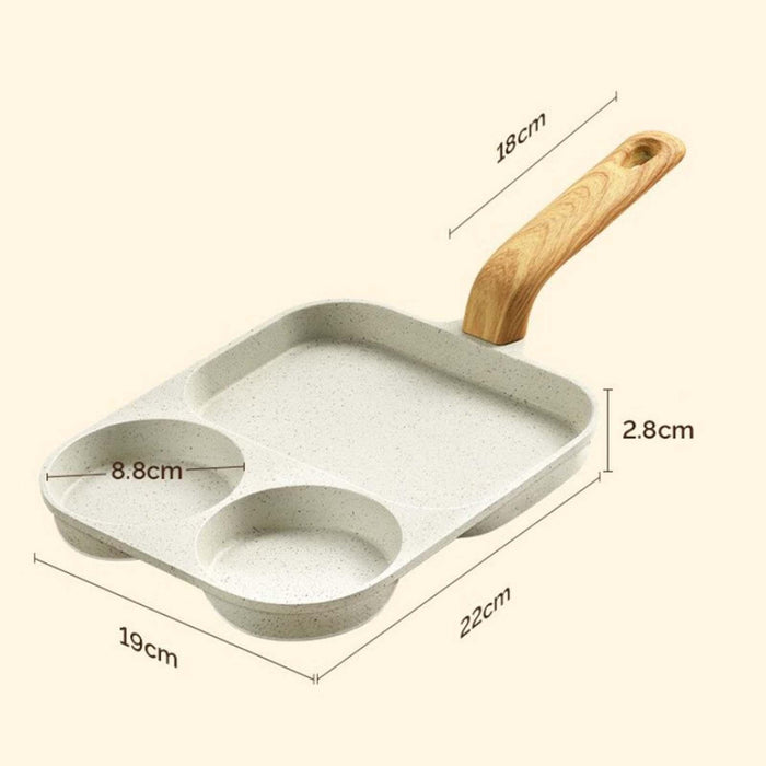 3 Section Skillet Mini Pancake Pan Nonstick Egg Frying Pan for Egg Ham 3Pcs Gas