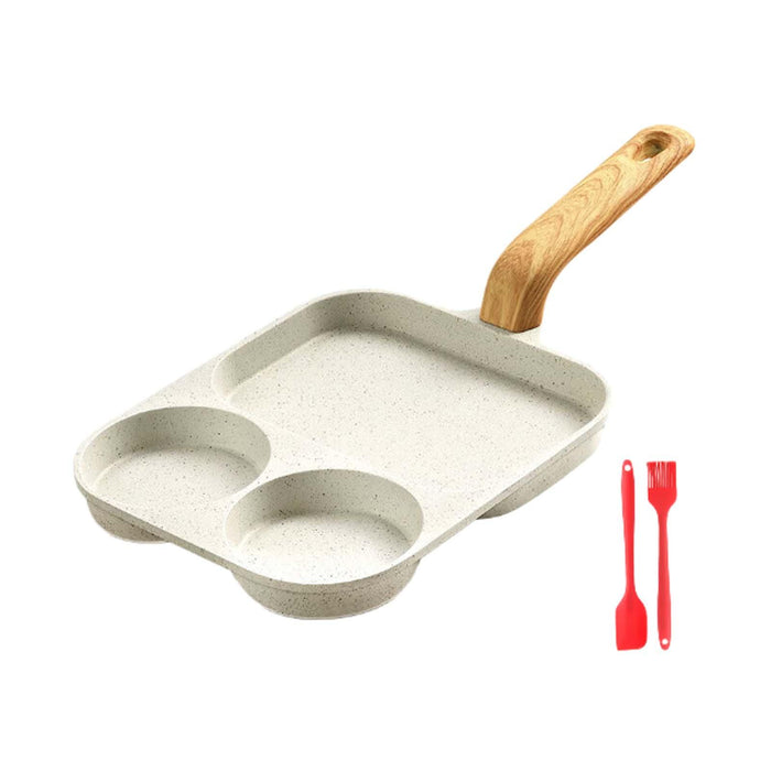 3 Section Skillet Mini Pancake Pan Nonstick Egg Frying Pan for Egg Ham 3Pcs Gas