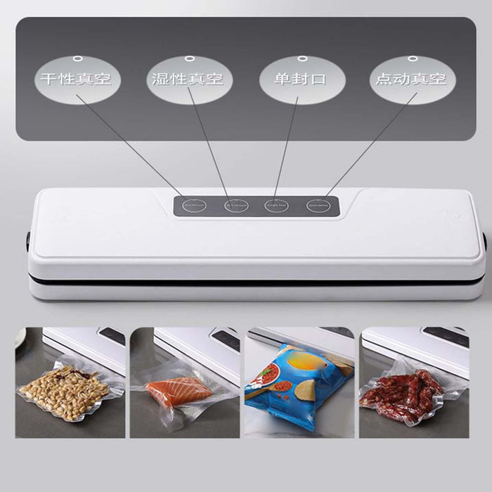 Vacuum Sealer with 10 Bags Portable Packaging Sealer for Snacks Bread Fruits white