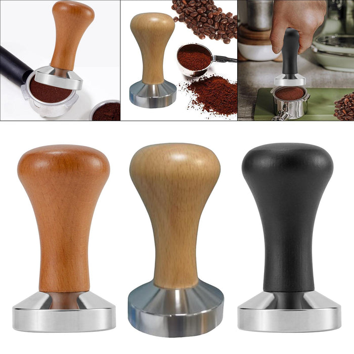 Stainless Steel Espresso Tamper Coffee Hand Press Tool for Cafe Hotel Brown