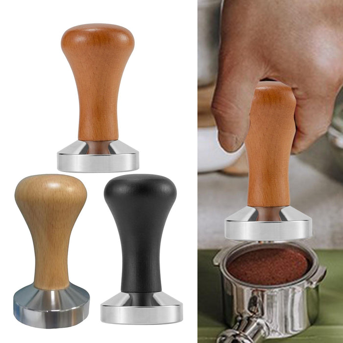 Stainless Steel Espresso Tamper Coffee Hand Press Tool for Cafe Hotel Brown