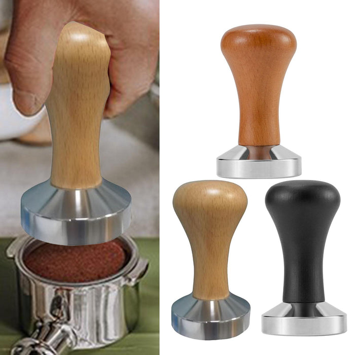 Stainless Steel Espresso Tamper Coffee Hand Press Tool for Cafe Hotel Brown