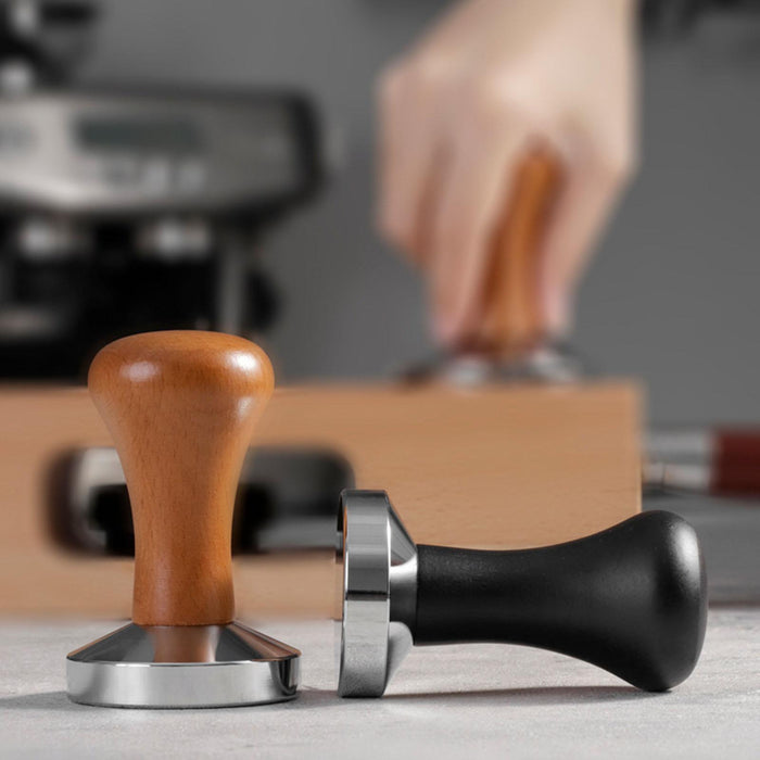 Stainless Steel Espresso Tamper Coffee Hand Press Tool for Cafe Hotel Brown