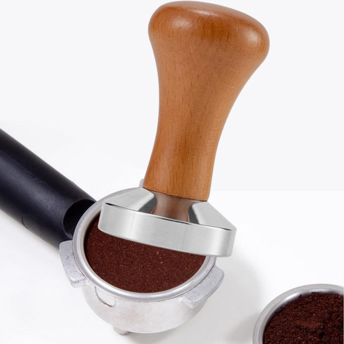 Stainless Steel Espresso Tamper Coffee Hand Press Tool for Cafe Hotel Brown