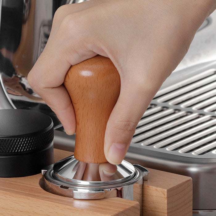 Stainless Steel Espresso Tamper Coffee Hand Press Tool for Cafe Hotel Brown