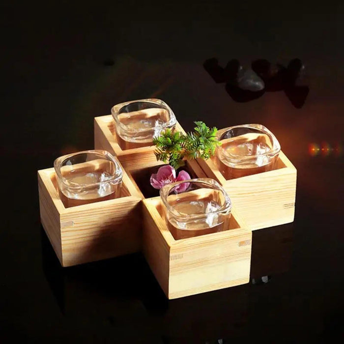 Crofta Wooden Box Jewelry Box Mini Wooden Boxes Square for Wine Glass Glass Water Cup styles B