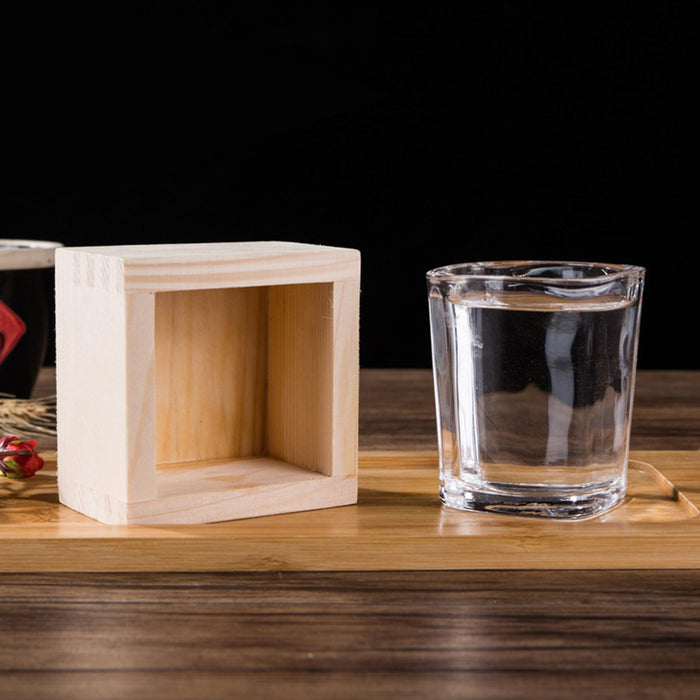 Crofta Wooden Box Jewelry Box Mini Wooden Boxes Square for Wine Glass Glass Water Cup styles B