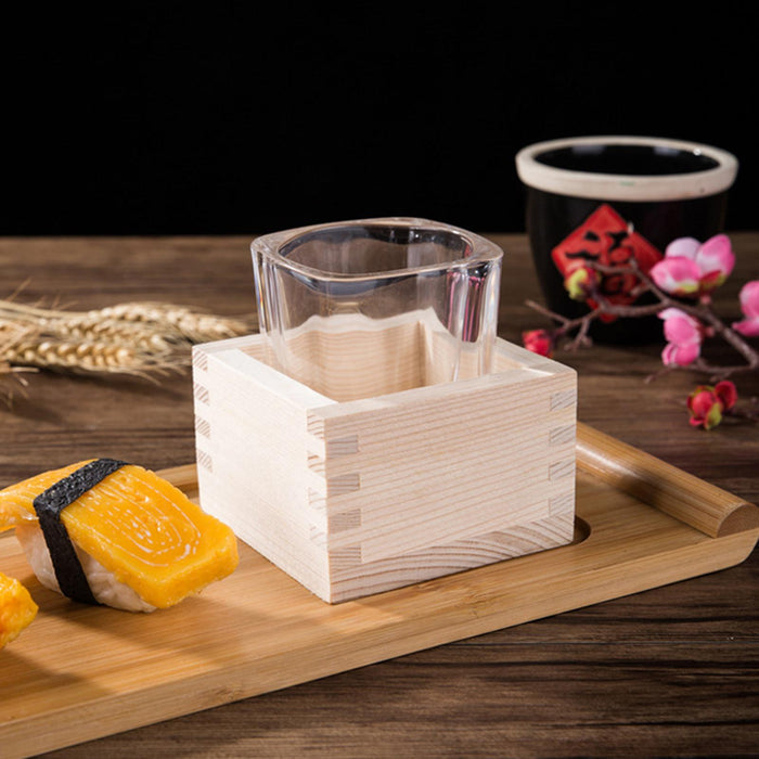 Crofta Wooden Box Jewelry Box Mini Wooden Boxes Square for Wine Glass Glass Water Cup styles B