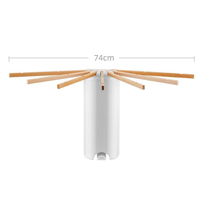 Wall Mount Clothes Drying Rack Laundry Hangers Dryer Rack for Bathroom Indoor White Wooden Pole