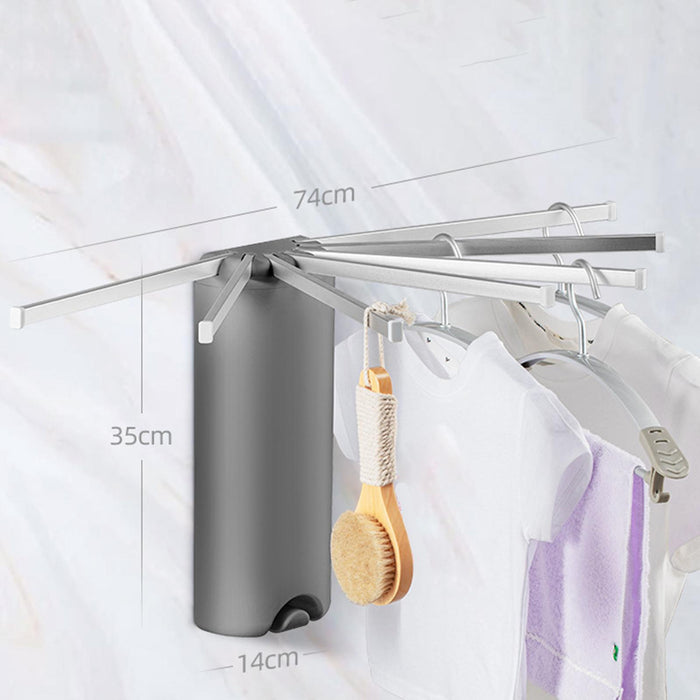 Wall Mount Clothes Drying Rack Laundry Hangers Dryer Rack for Bathroom Indoor Gray Aluminum Pole