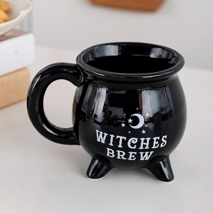 Witch Ceramic Mug with Handle Halloween Coffee Mug for Halloween Milk Cereal White