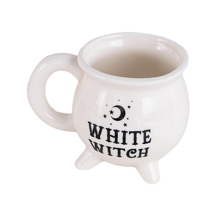 Witch Ceramic Mug with Handle Halloween Coffee Mug for Halloween Milk Cereal White