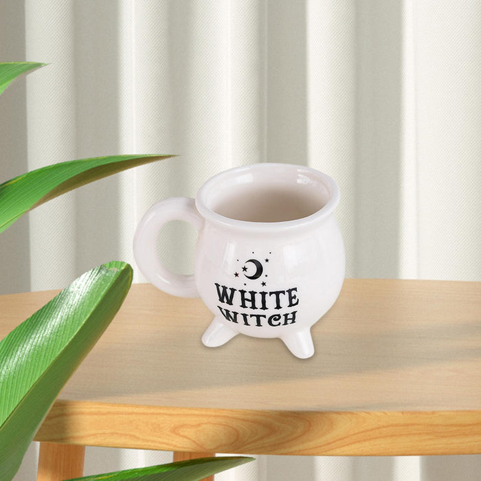 Witch Ceramic Mug with Handle Halloween Coffee Mug for Halloween Milk Cereal White