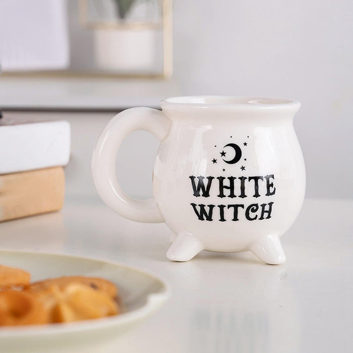 Witch Ceramic Mug with Handle Halloween Coffee Mug for Halloween Milk Cereal White