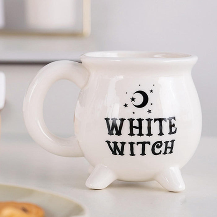 Witch Ceramic Mug with Handle Halloween Coffee Mug for Halloween Milk Cereal White