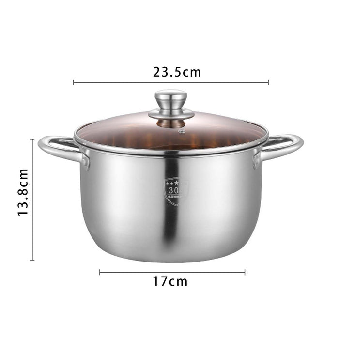 Stainless Steel Stockpot Dual Handle Kitchen Cooking Pot for Eggs Sauce Meat 23.5cm