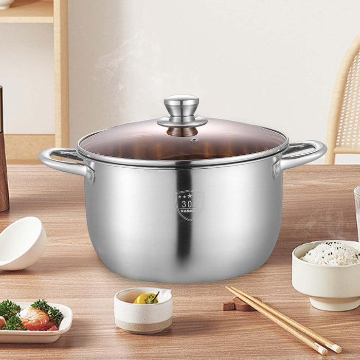 Stainless Steel Stockpot Dual Handle Kitchen Cooking Pot for Eggs Sauce Meat 23.5cm