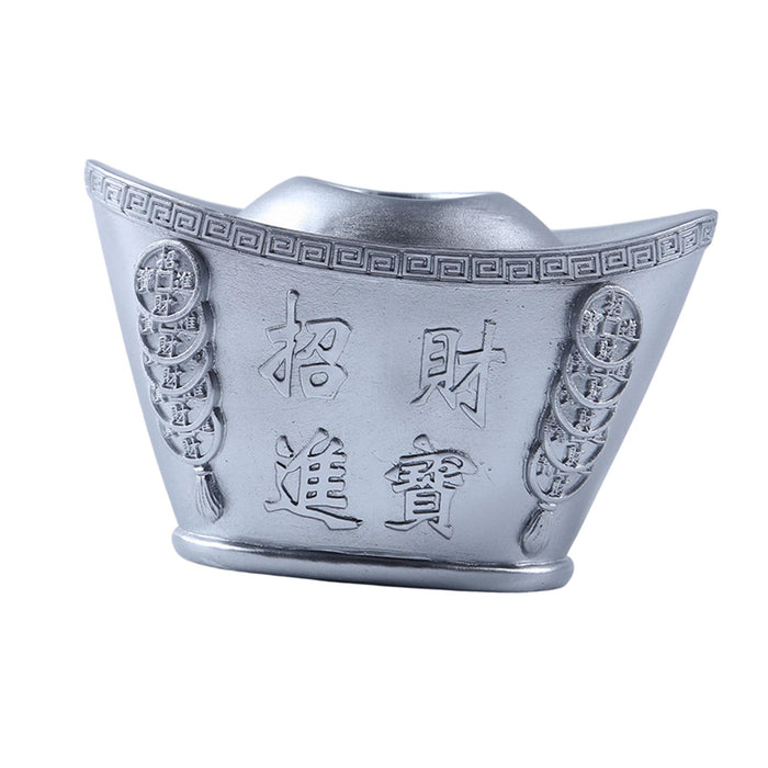 Yuan Bao Statue Chinese Feng Shui Toothpick Holder for Party Table Ornaments Argent