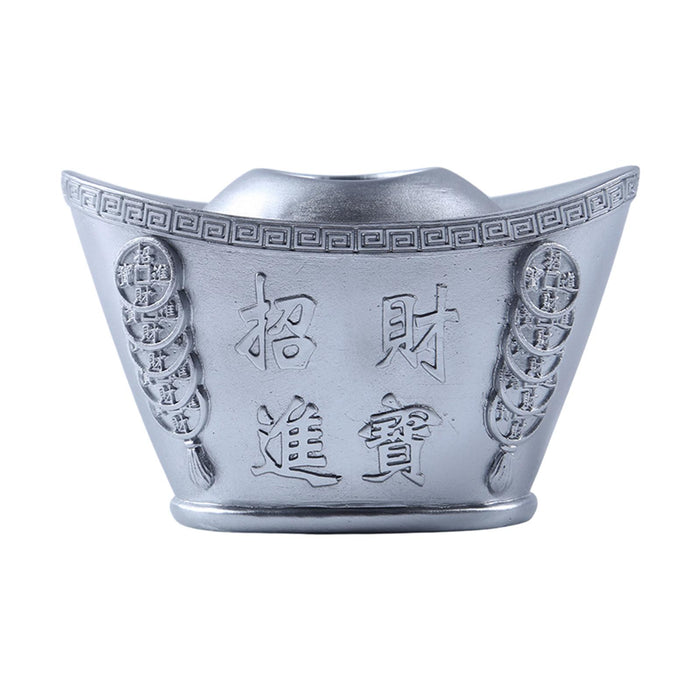 Yuan Bao Statue Chinese Feng Shui Toothpick Holder for Party Table Ornaments Argent