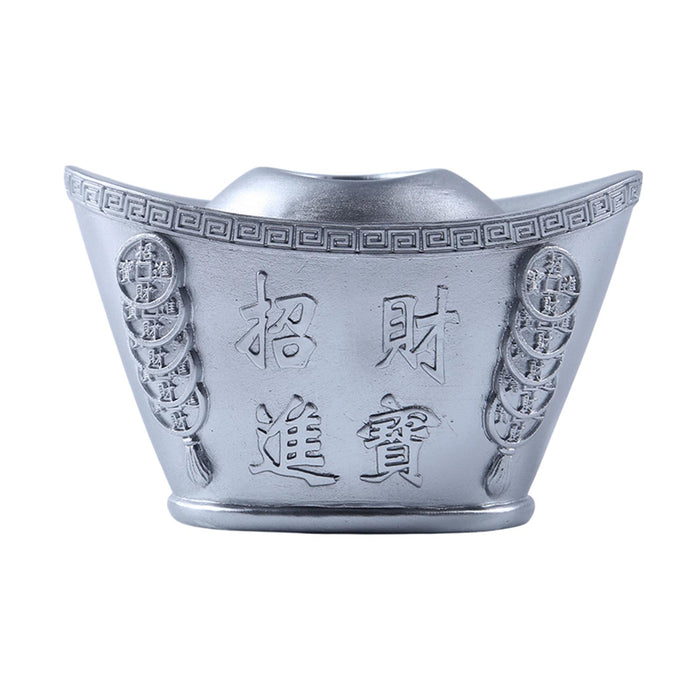 Yuan Bao Statue Chinese Feng Shui Toothpick Holder for Party Table Ornaments Argent