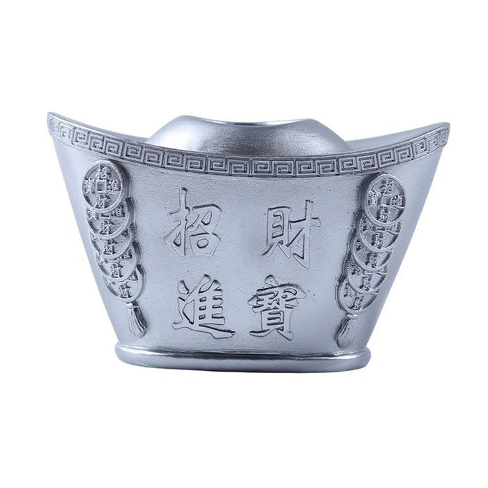 Yuan Bao Statue Chinese Feng Shui Toothpick Holder for Party Table Ornaments Argent