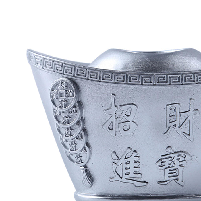 Yuan Bao Statue Chinese Feng Shui Toothpick Holder for Party Table Ornaments Argent