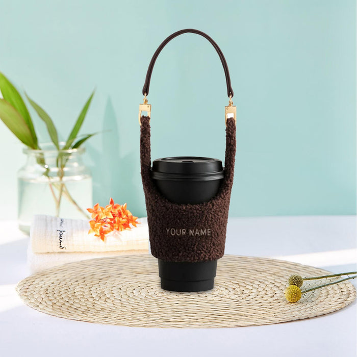 Water Drink Bottle Strap Retro Outdoor Hiking Camping Tumbler Carrier Holder Brown