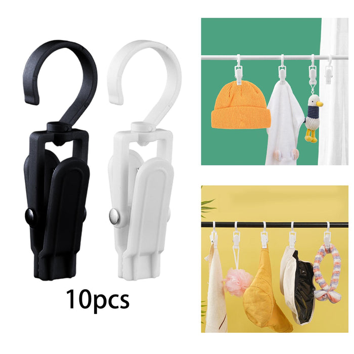 10Pcs Swivel Laundry Clips Portable Travel Clothes Pins for Pants Socks Hats Black