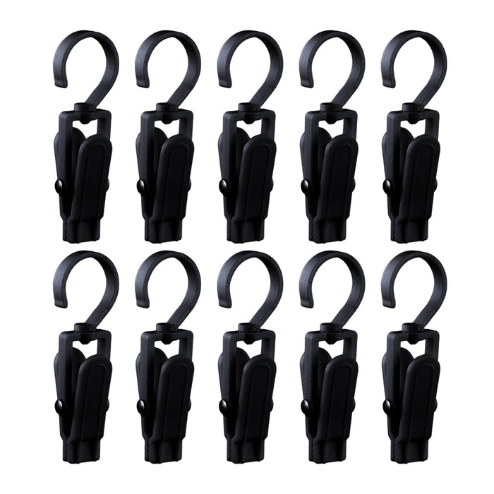 10Pcs Swivel Laundry Clips Portable Travel Clothes Pins for Pants Socks Hats Black